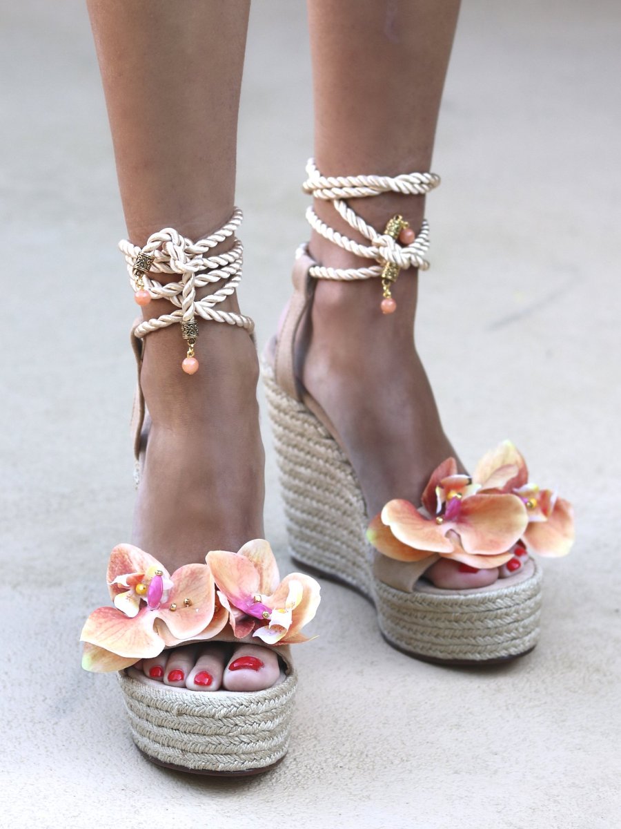 3D Orange Flowers Sandals