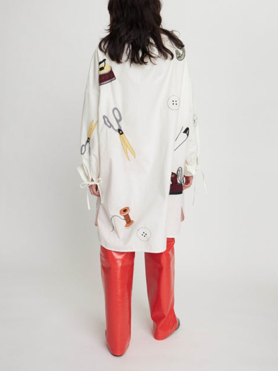 Embroidered Tailors Wardrobe Shirt Midi Dress