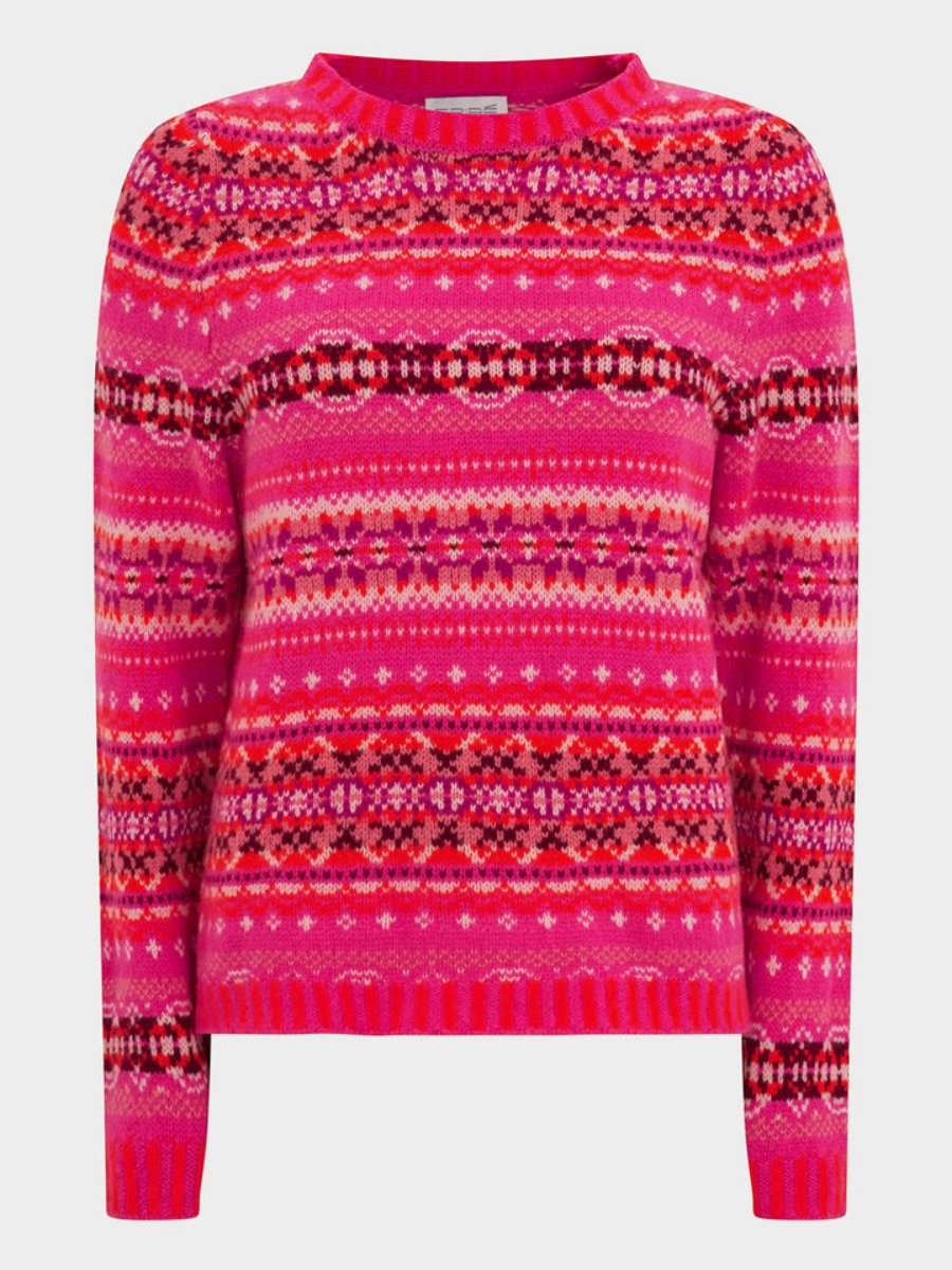 Pink Crew Neck Long Sleeve Sweater