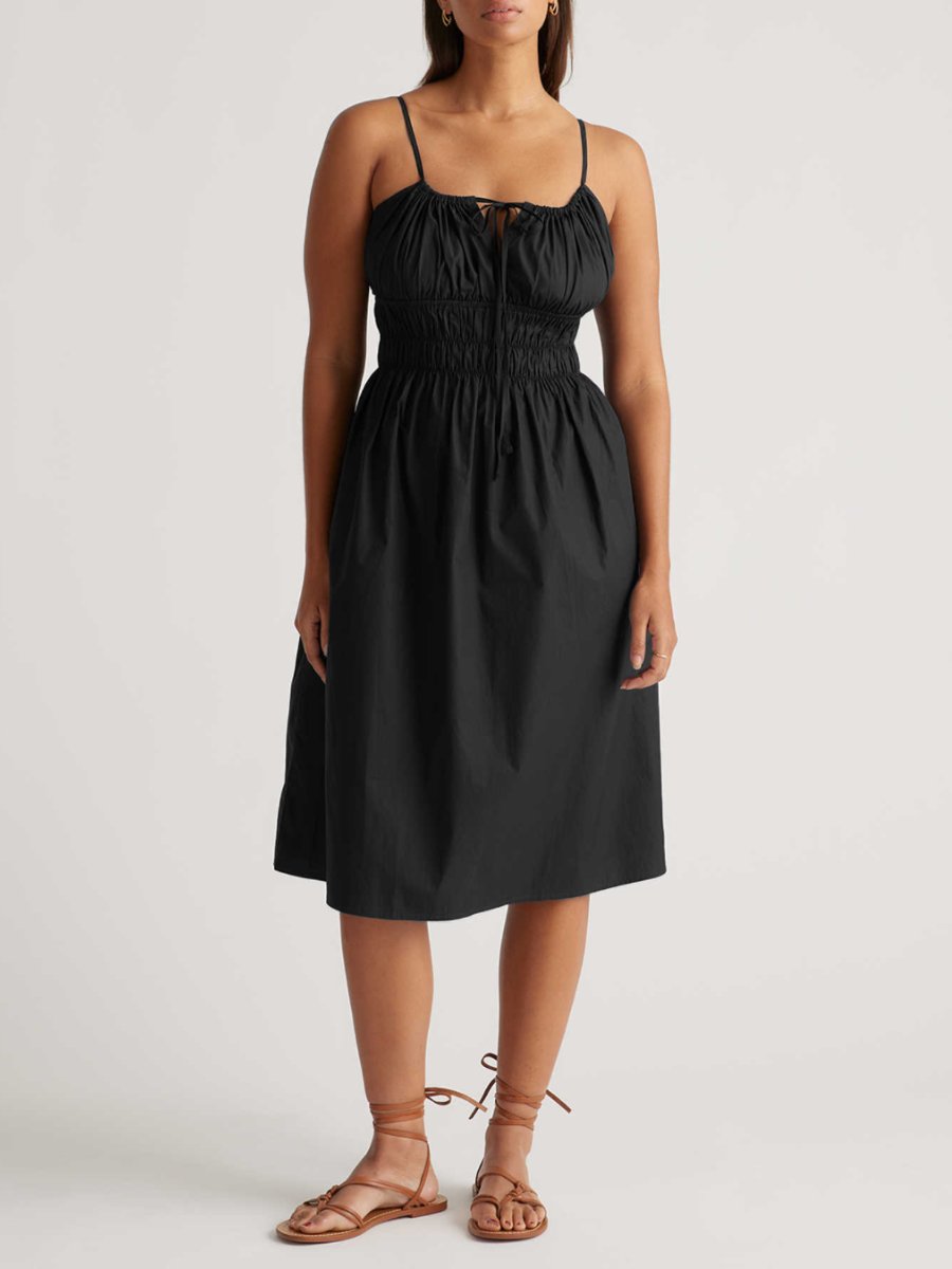 Cotton Keyhole Midi Dress