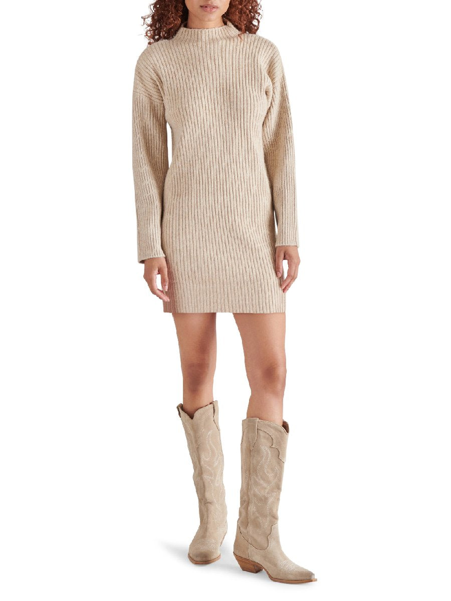 Long Sleeve Funnel Neck Mini Sweater Dress