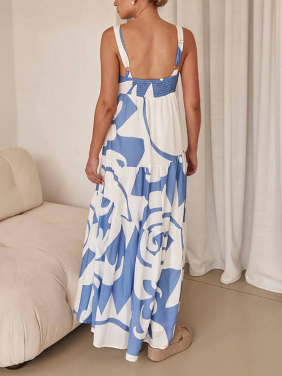 Bohemian Geometric Print Maxi Dress