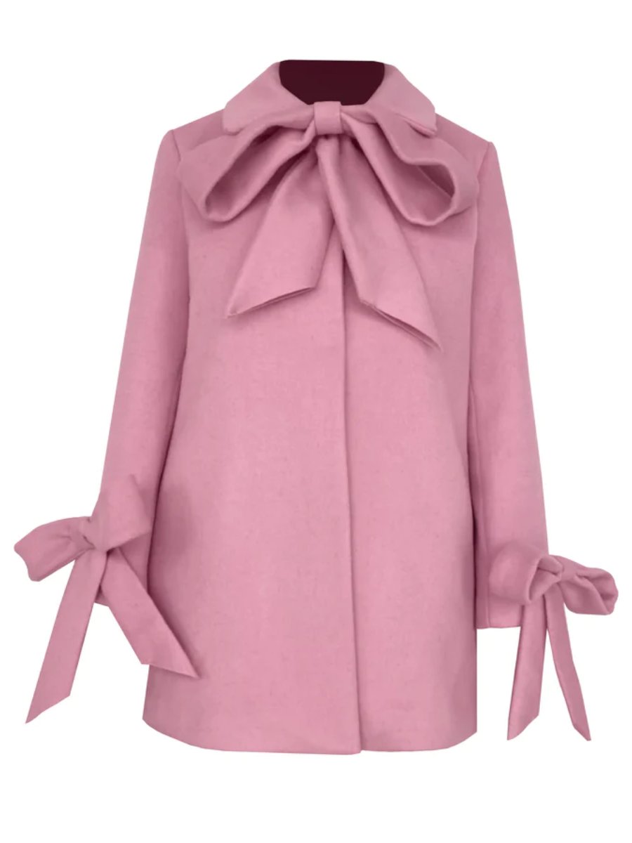 Bow Pink Long Sleeve Coat