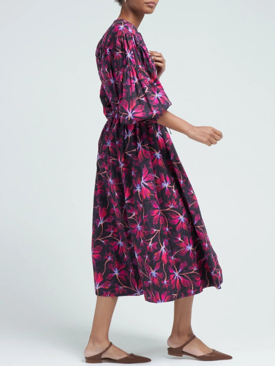 Purple Samara Floral Print Midi Dress