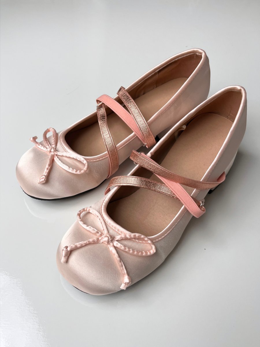 Round Toe Low Heels Satin Ballerina Flats