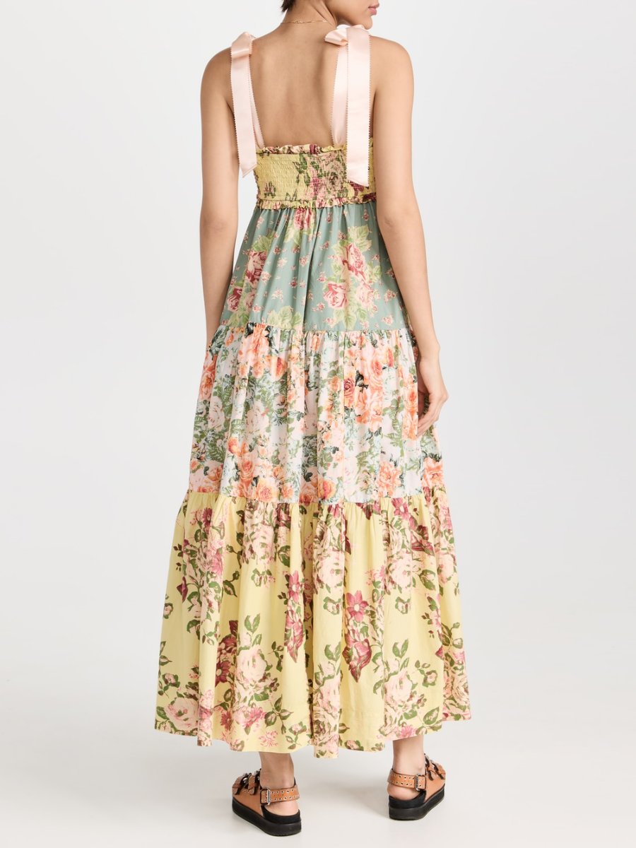 Floral Smocked Shirred Maxi Dress