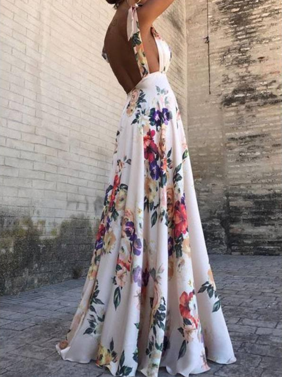 Vestido de tirantes con estampado elegante