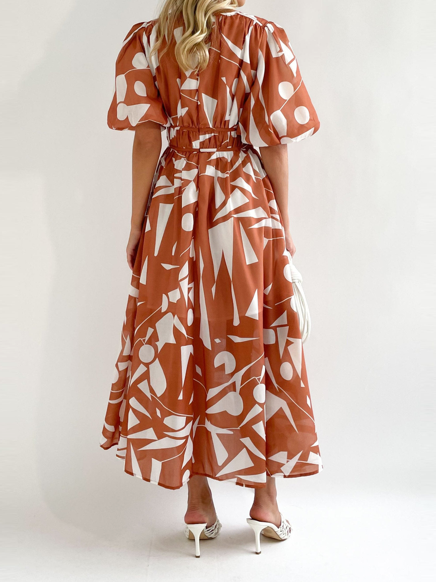 Irregular Printed Midi Dress