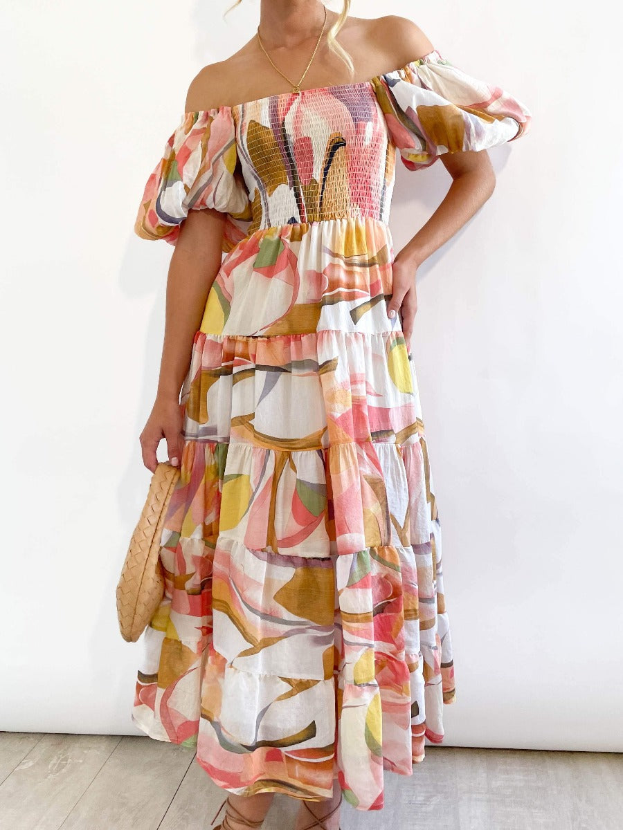 Multicolor Printed Maxi Dress