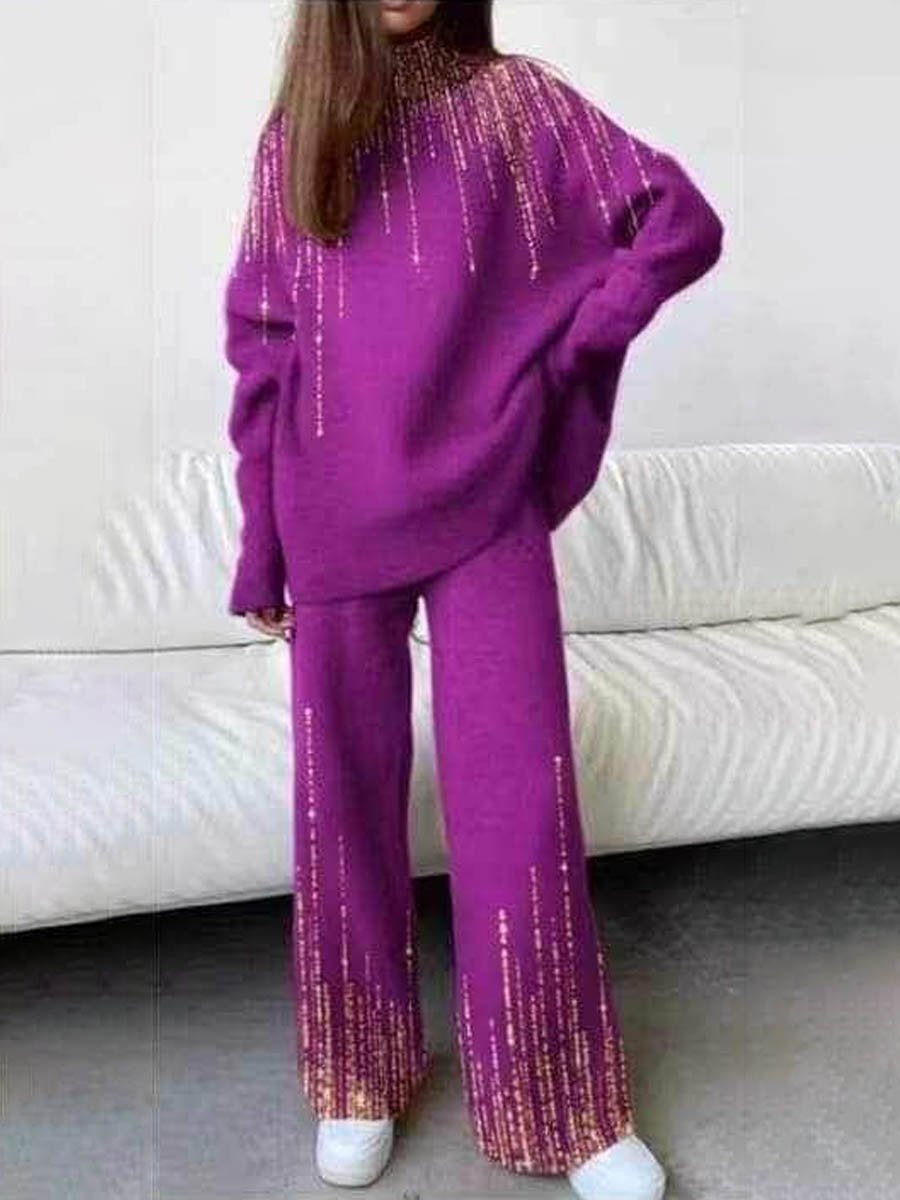 Hot Drilling Fashion Knitted Suit