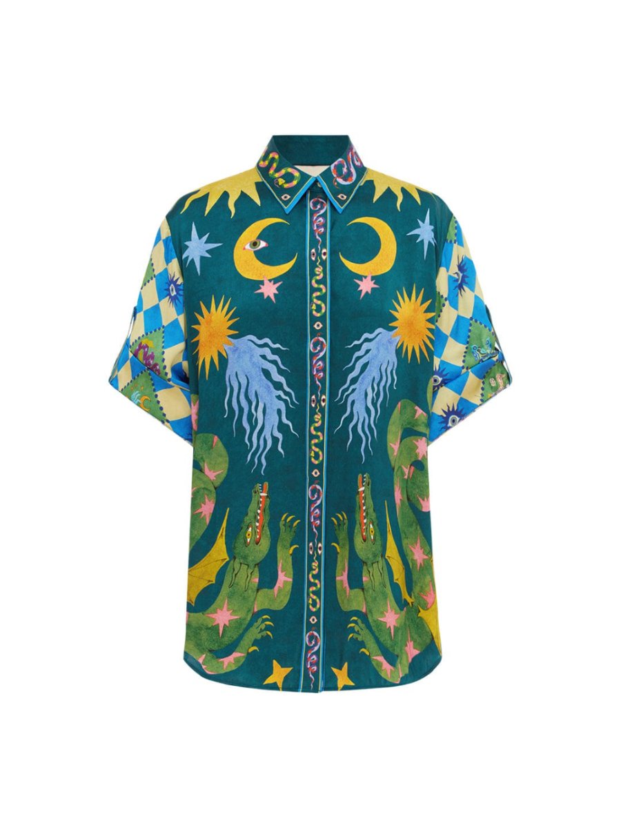 Totem Print Fresh Short-sleeved Shirt