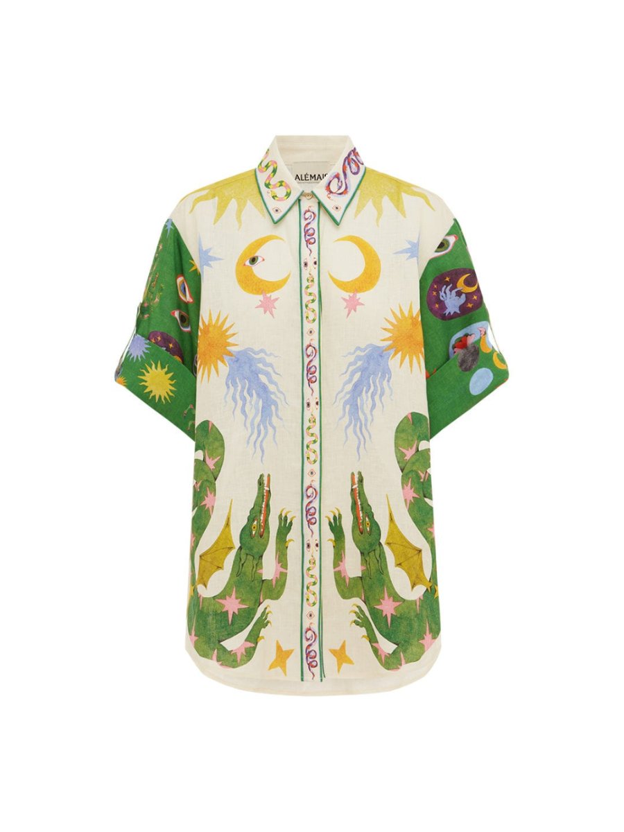 Totem Print Fresh Short-sleeved Shirt