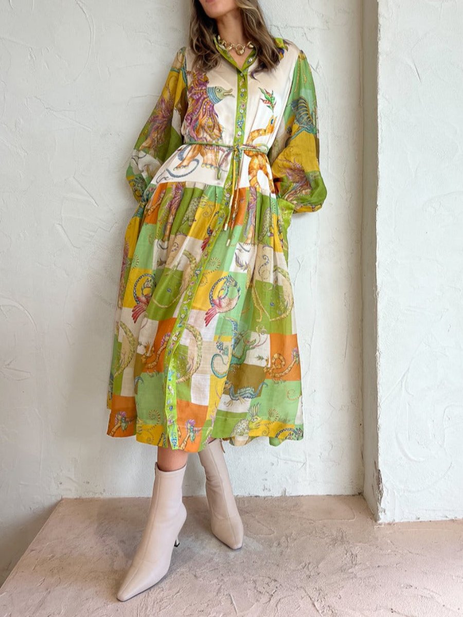 Colorful Print Maxi ShirtDress