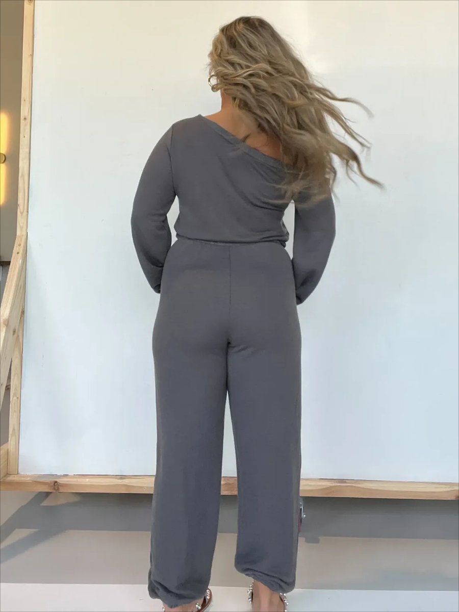 One Shoulder Solid Jumpsuit