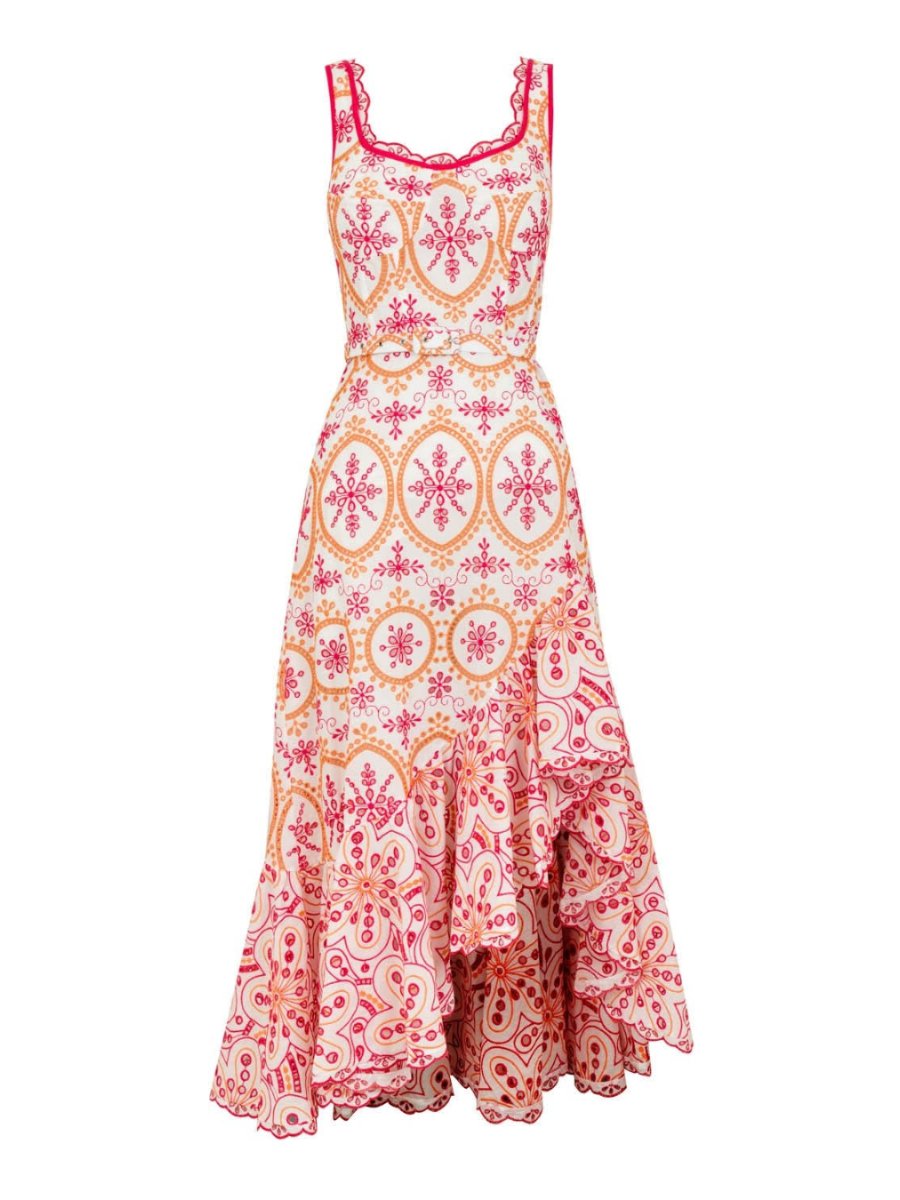 Sleeveless Embroidered Midi Dress