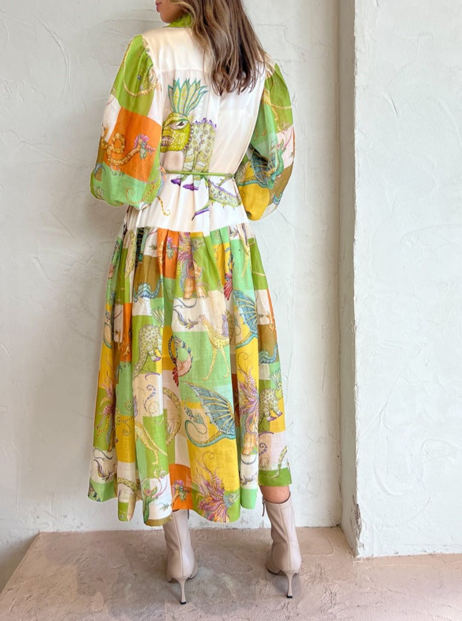 Colorful Print Maxi ShirtDress