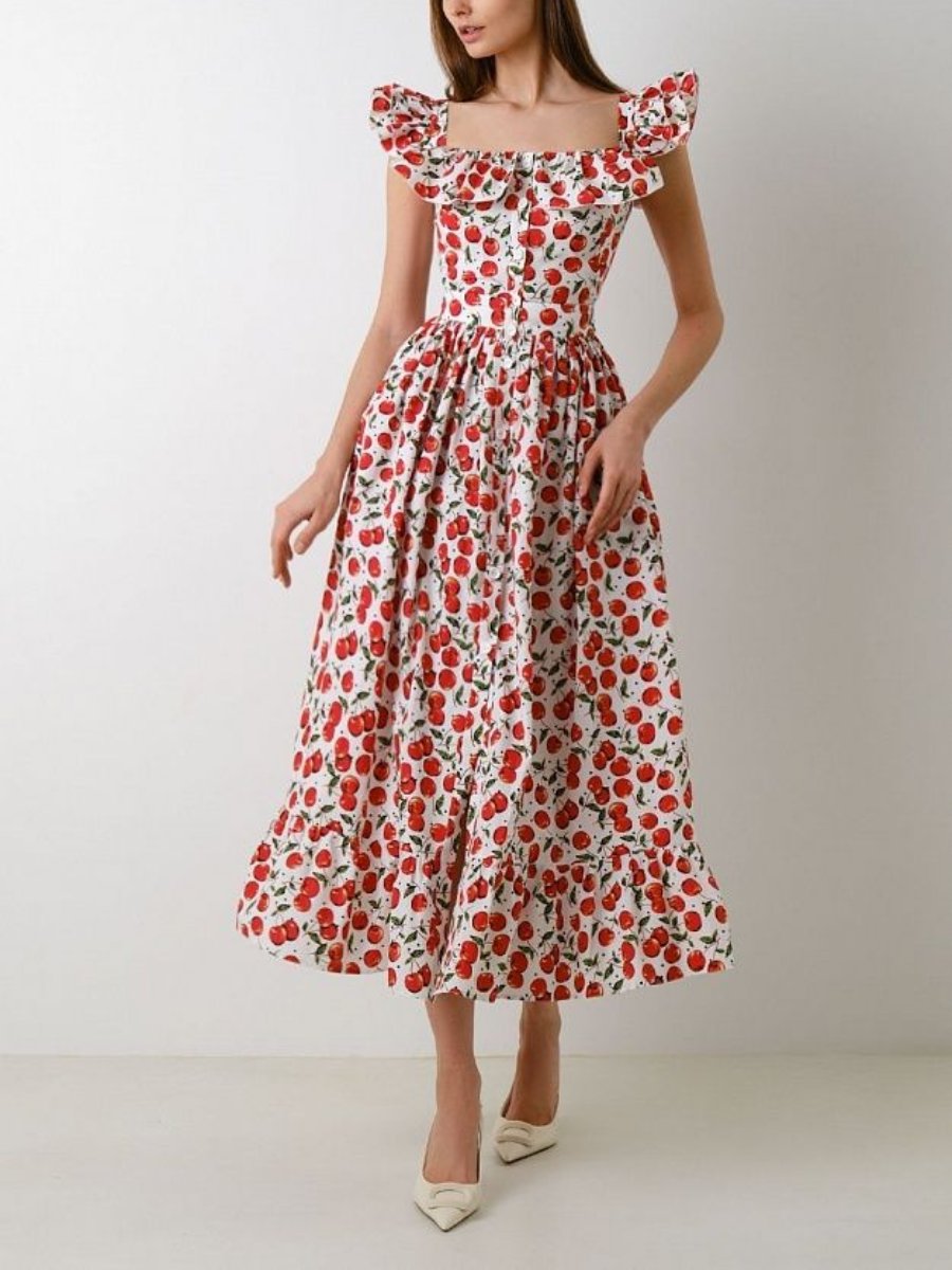 Cute Summer Sun Midi Dress