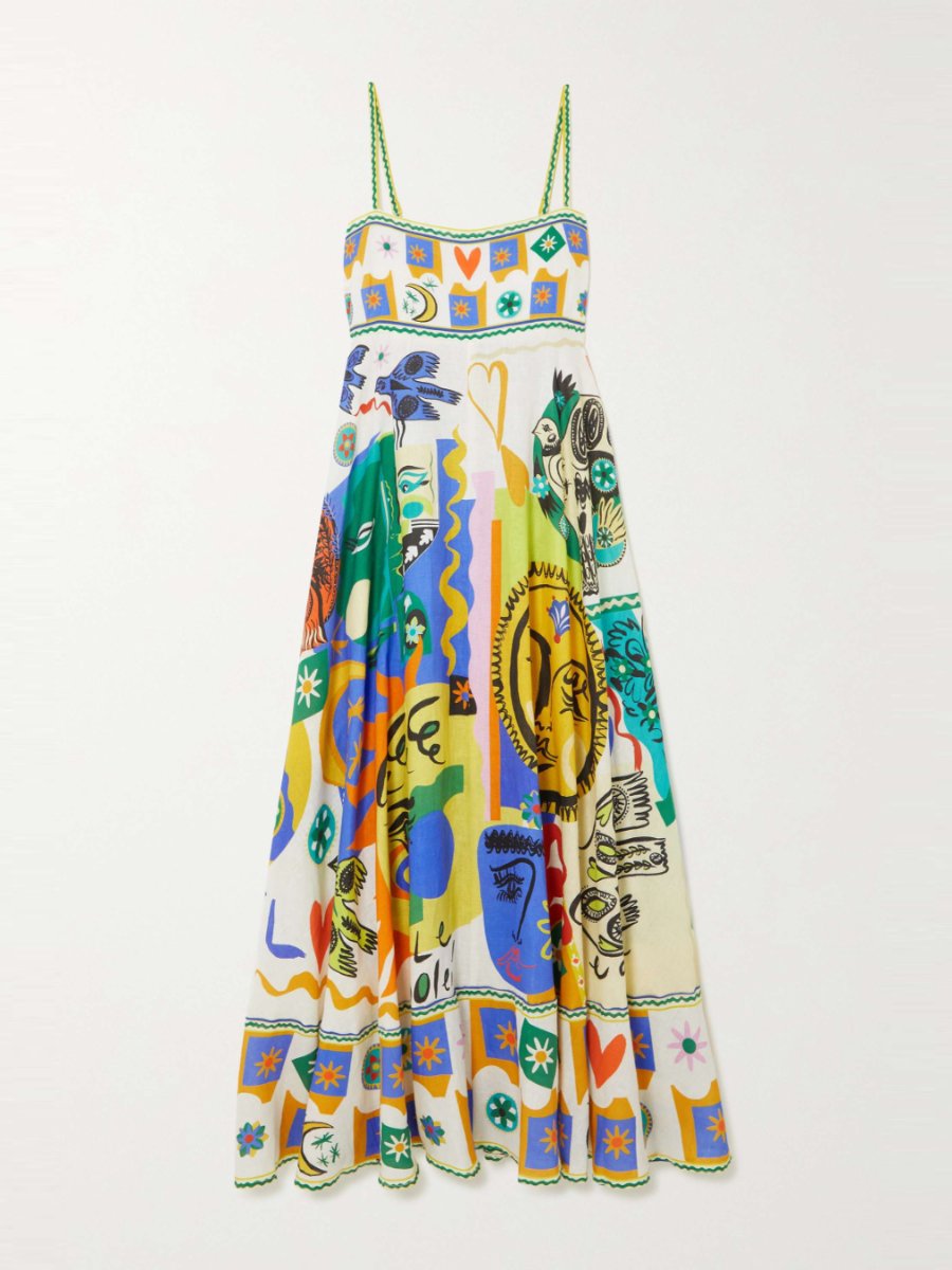 Printed Linen Midi Sundress