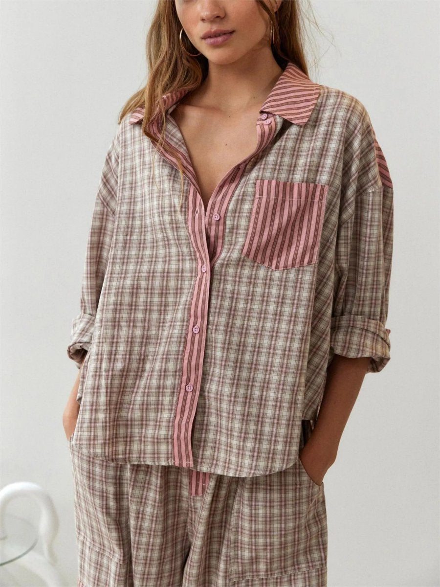 Loose Spliced Pajama Set