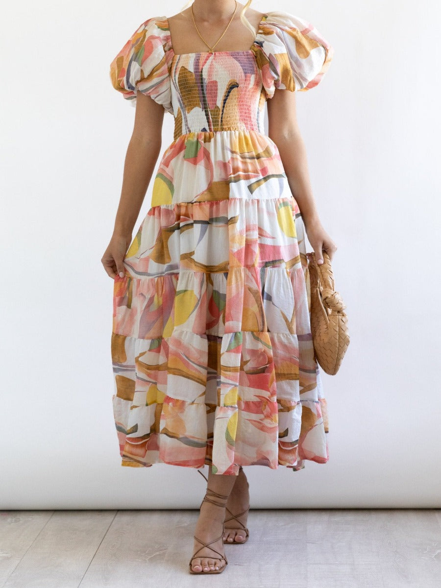 Multicolor Printed Maxi Dress